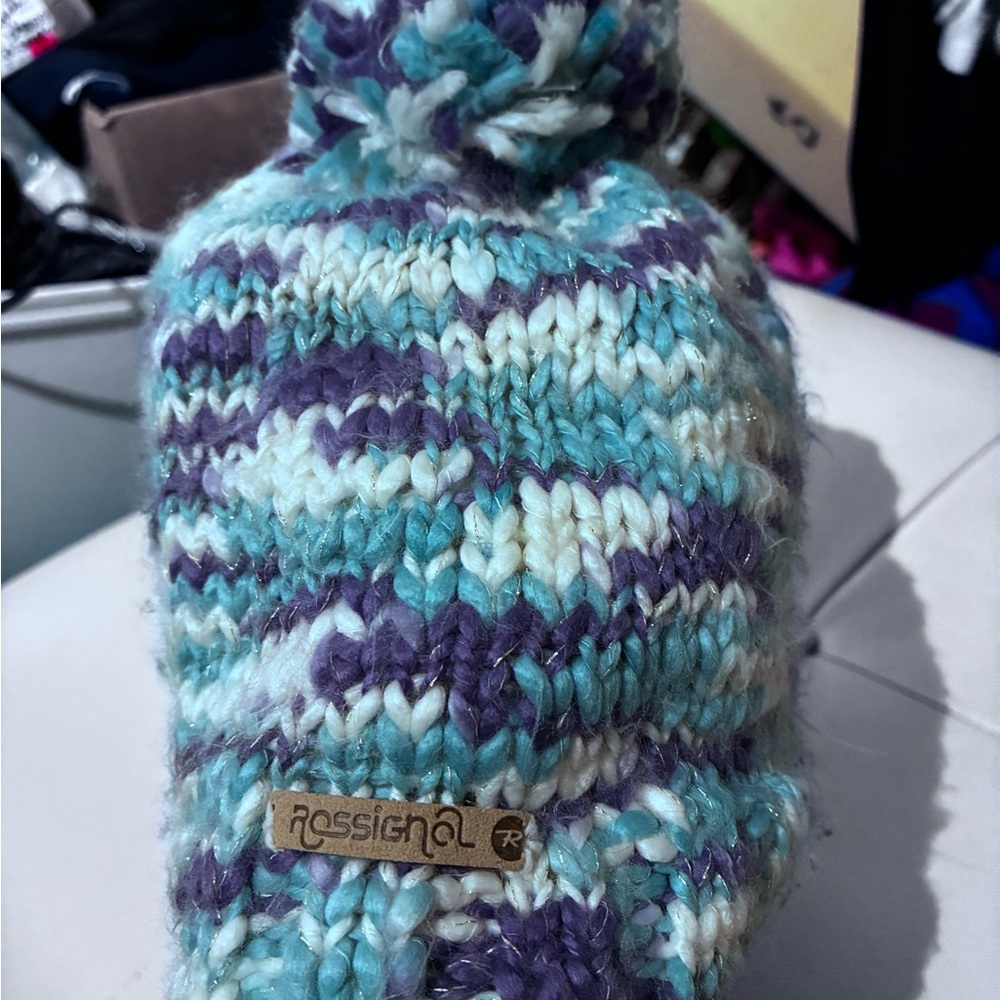 Rossignol women' Striped Knit Beanie - Blue and White